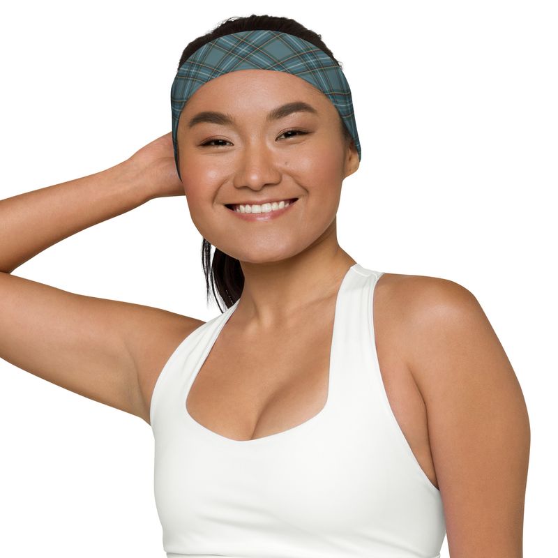 Blue and Gray Plaid Headband