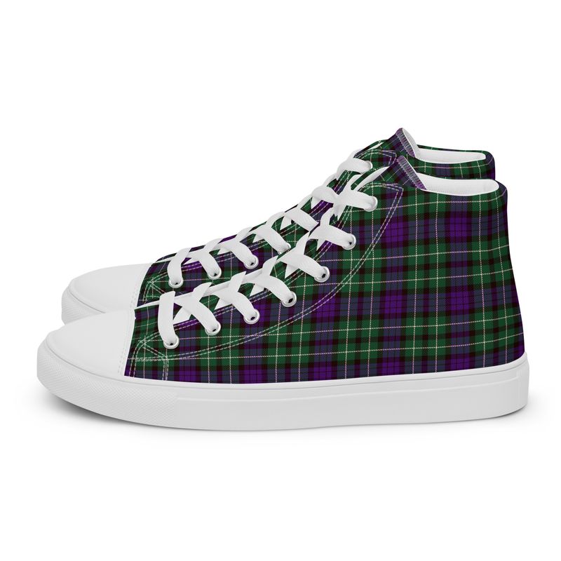 Green and Purple Plaid Women’s high top canvas shoes
