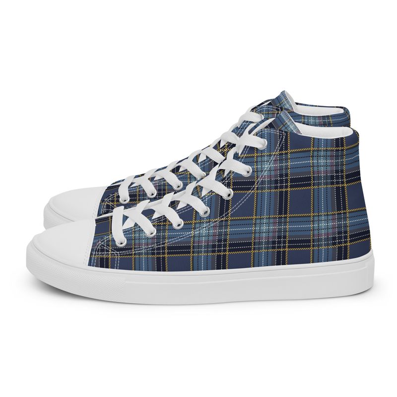 Blue Plaid Women’s high top canvas shoes