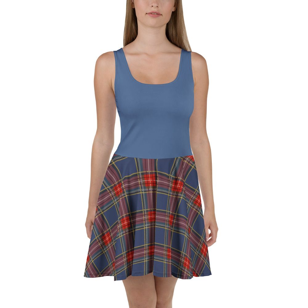 Blue and Red Plaid Skater Dress