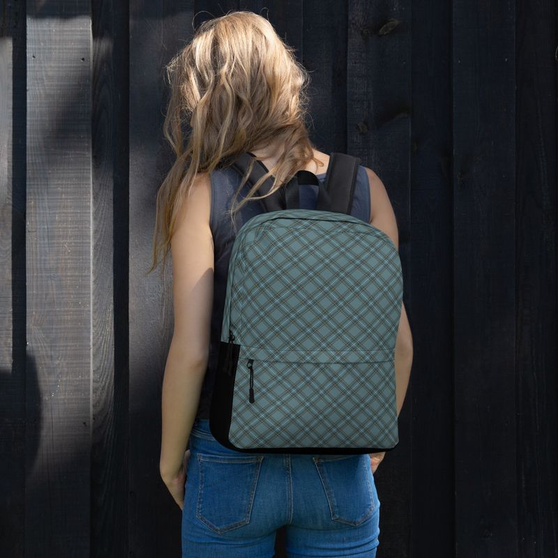 Blue Gray Plaid Backpack