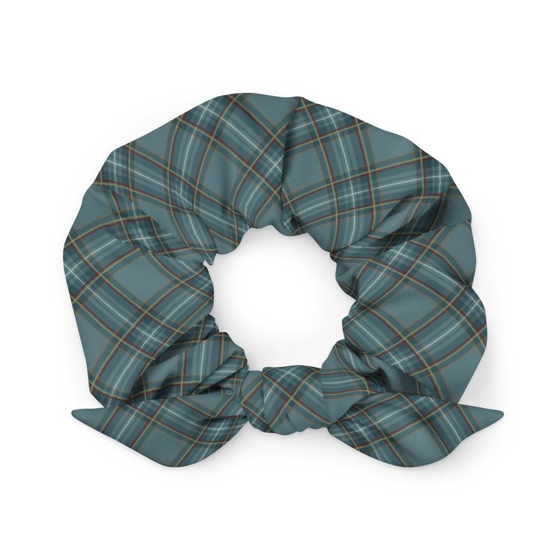 Blue Gray Plaid Scrunchie
