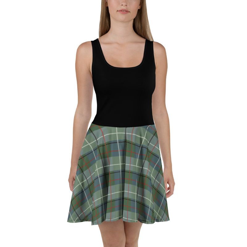 Green Plaid Skater Dress