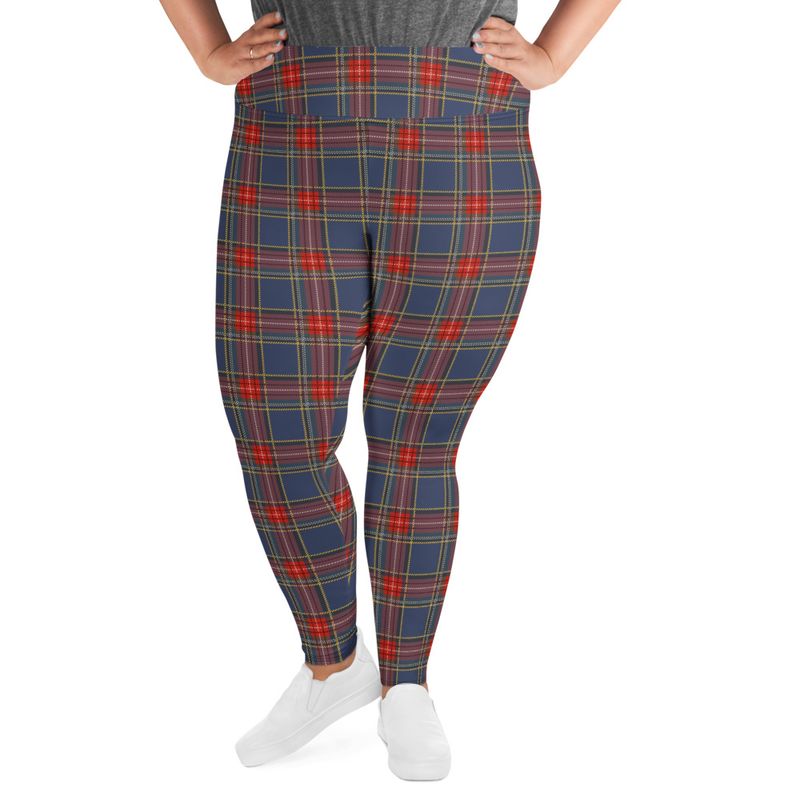 Blue and Red Plaid Plus Size Leggings