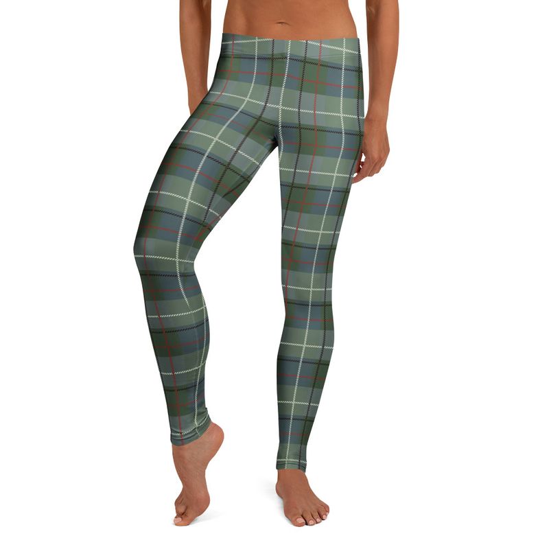 Green Plaid Ladies Leggings