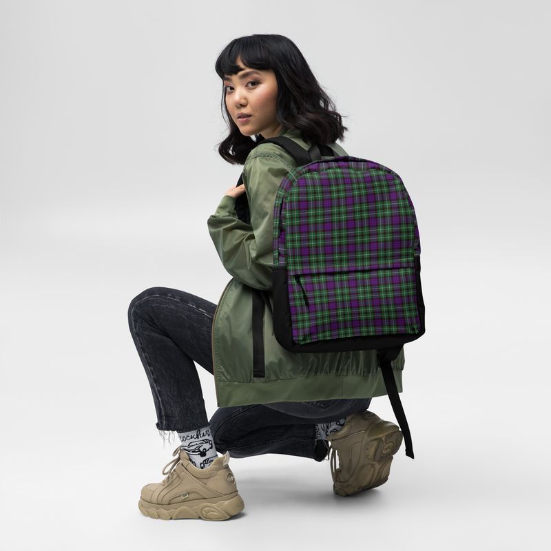 Green and Purple Plaid Backpack