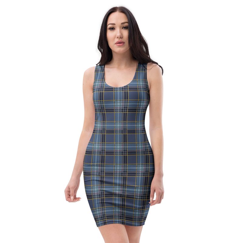 Blue Plaid Bodycon dress