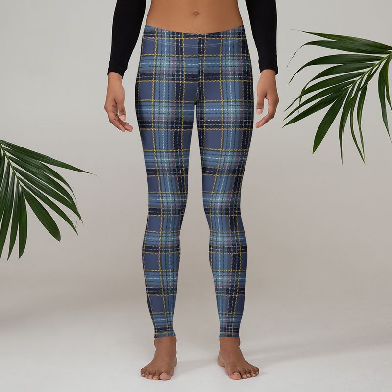 Blue Plaid Leggings