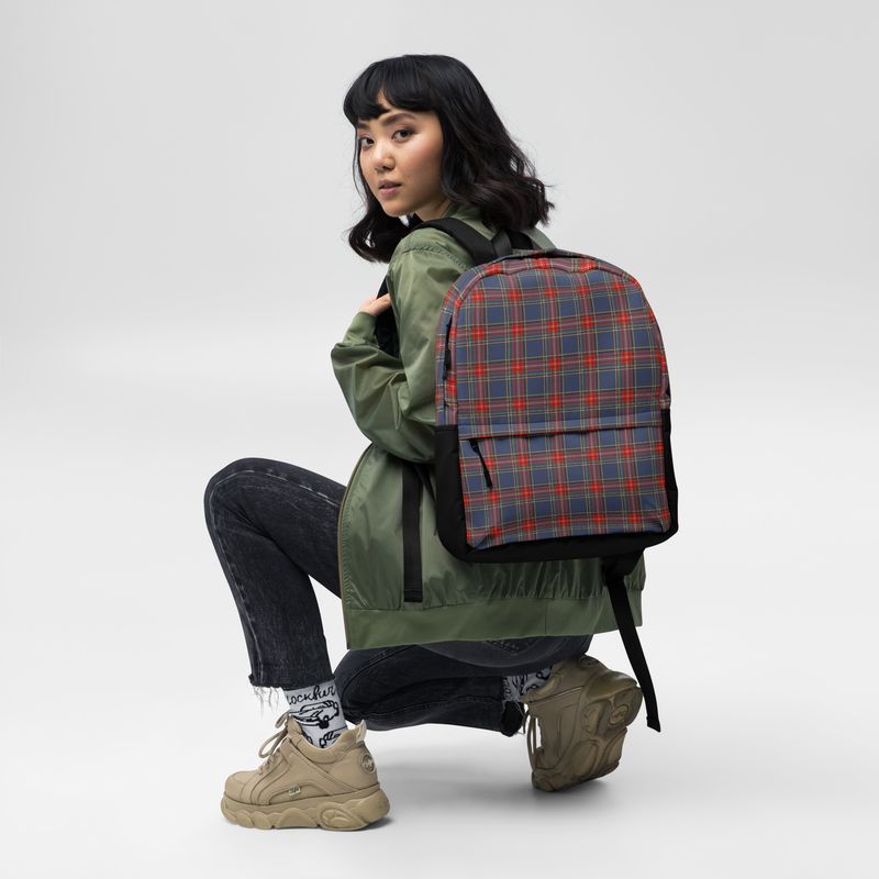 Blue and Red Plaid Backpack