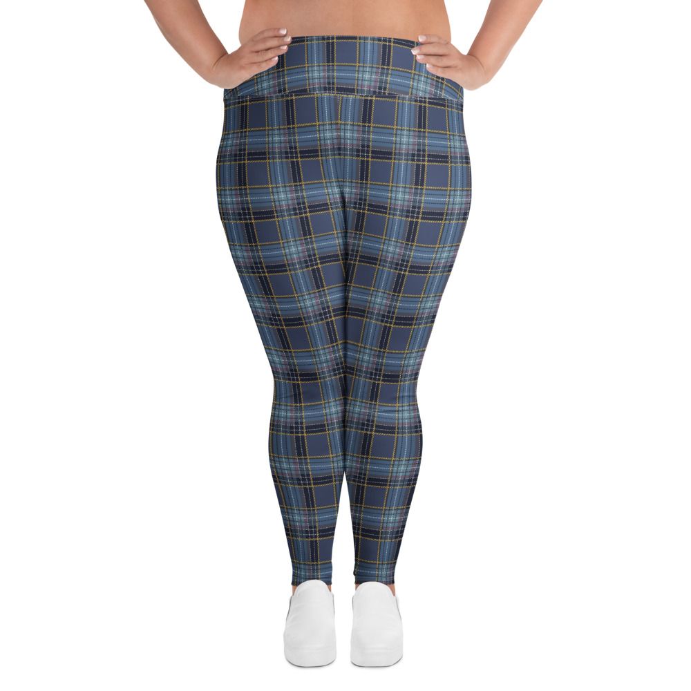 Blue Plaid Plus Size Leggings
