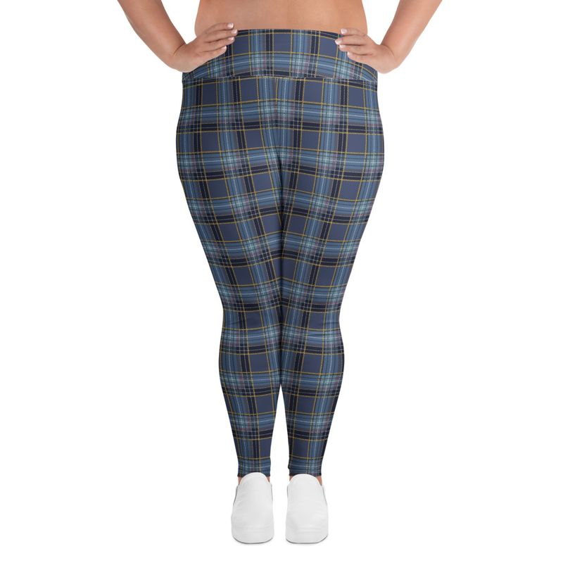 Blue Plaid Plus Size Leggings