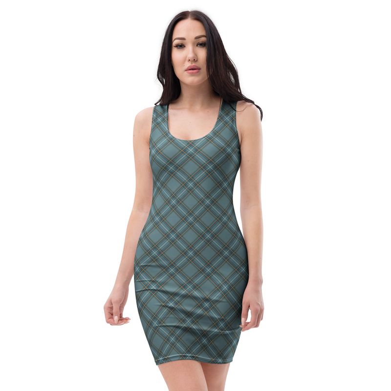 Blue Gray Plaid Bodycon dress
