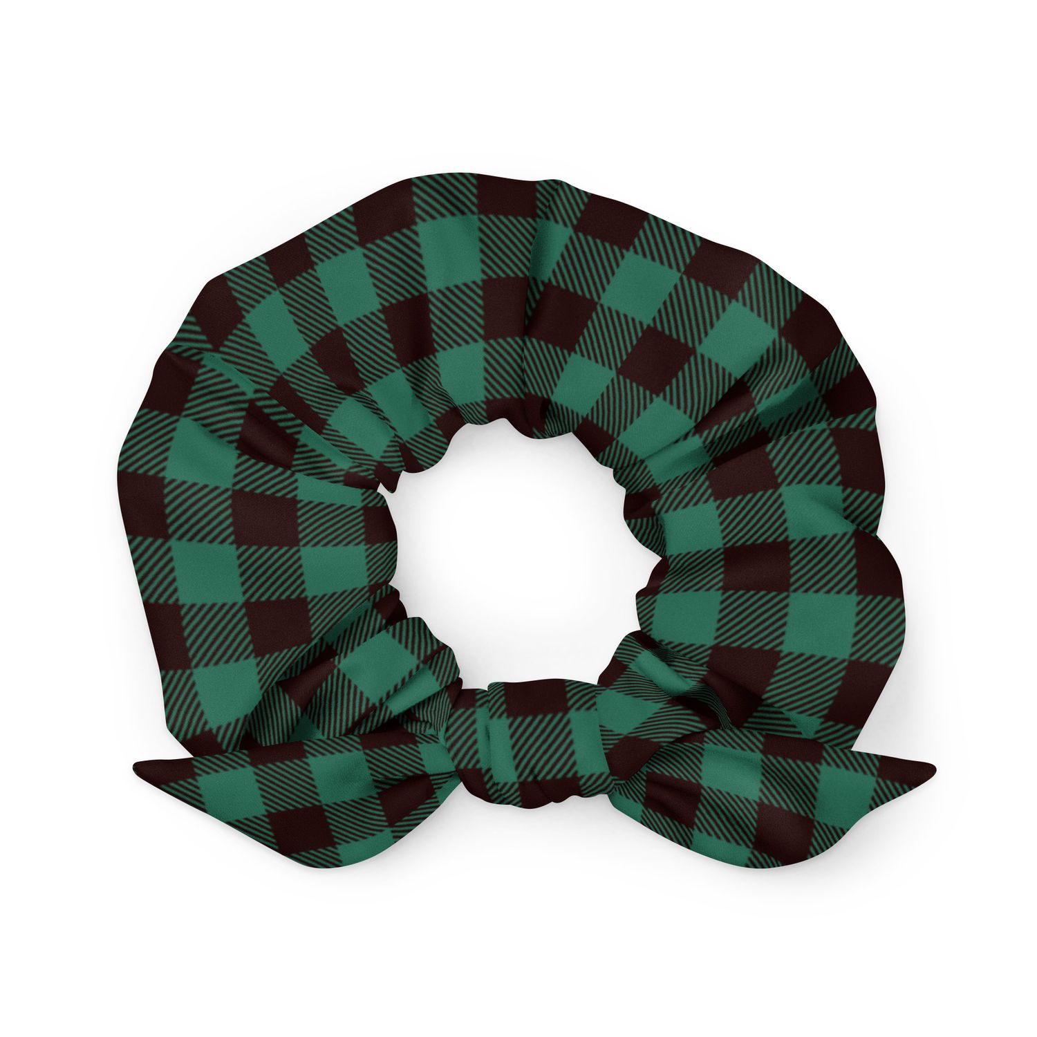 Green and Black Buffalo Plaid Scrunchie