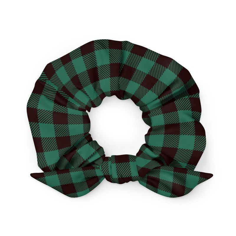 Green and Black Buffalo Plaid Scrunchie