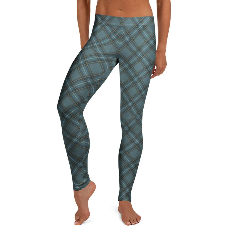 Blue Gray Plaid Leggings