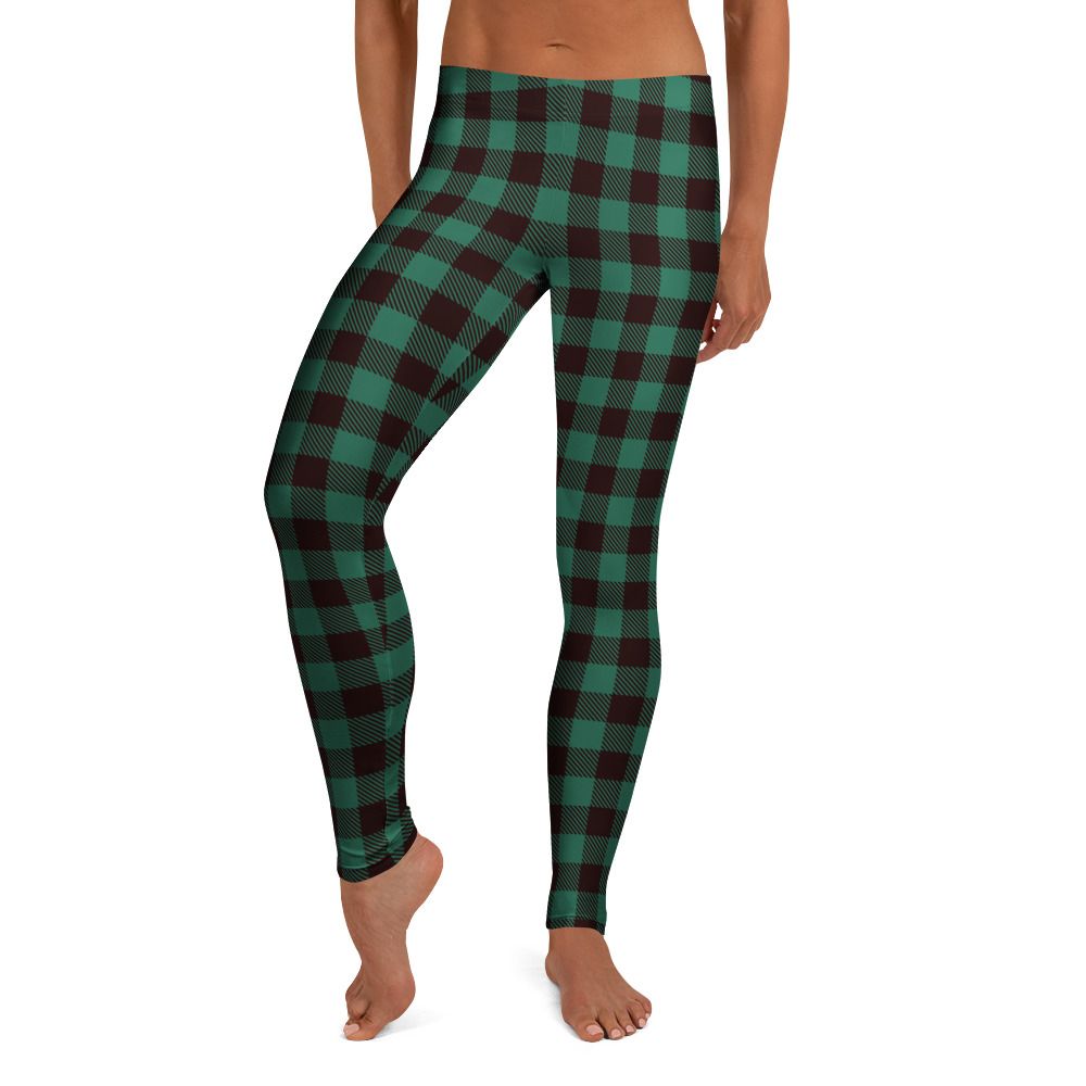 Green and Black Buffalo Plaid Leggings