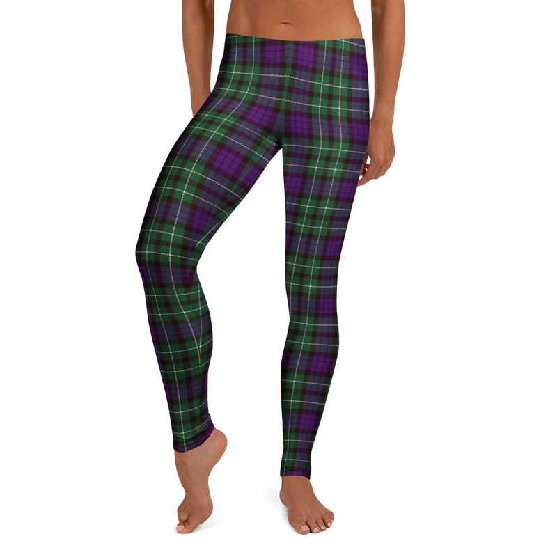 Green and Purple Plaid Ladies Leggings