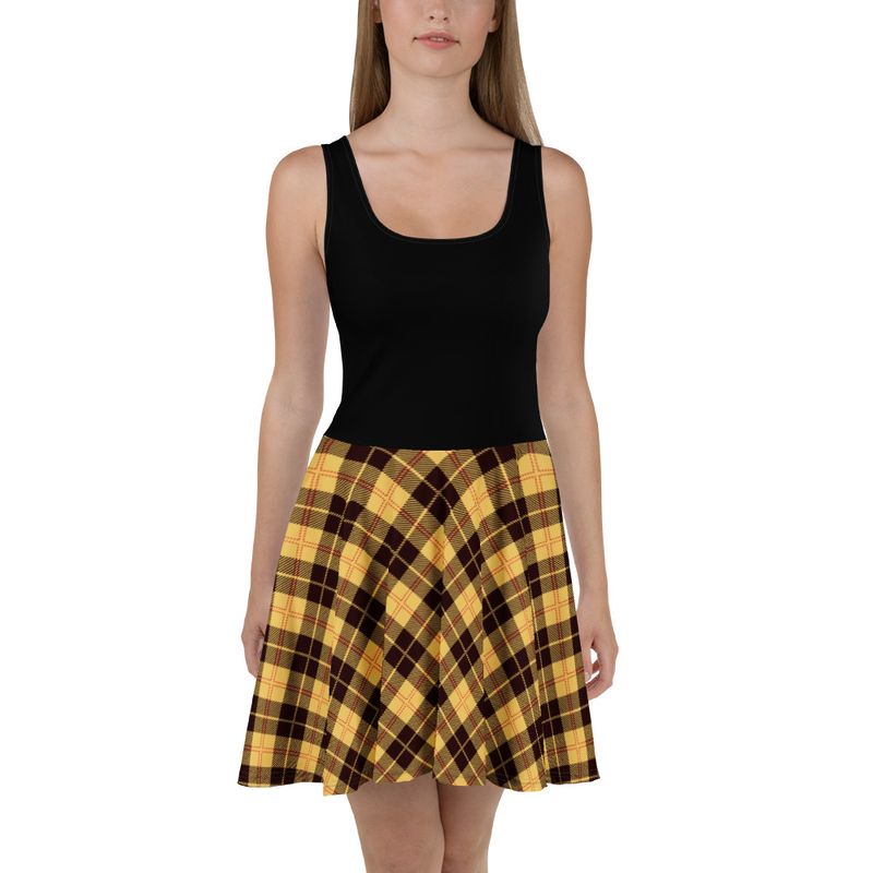 Yellow and Black Plaid Skater Dress