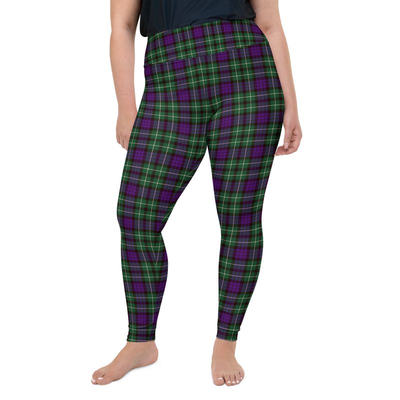 Green and Purple Plaid Plus Size Leggings