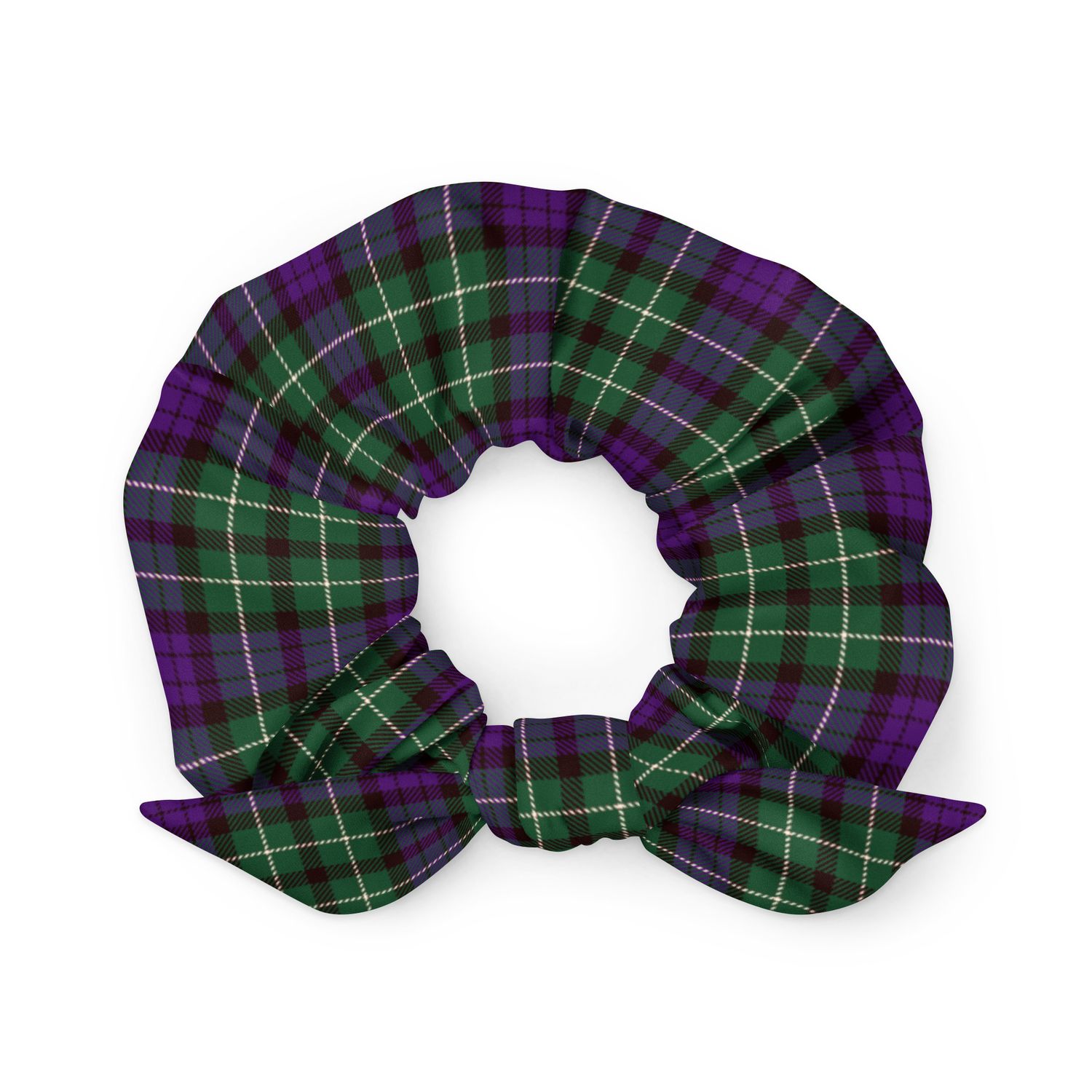 Green and Purple Plaid Scrunchie