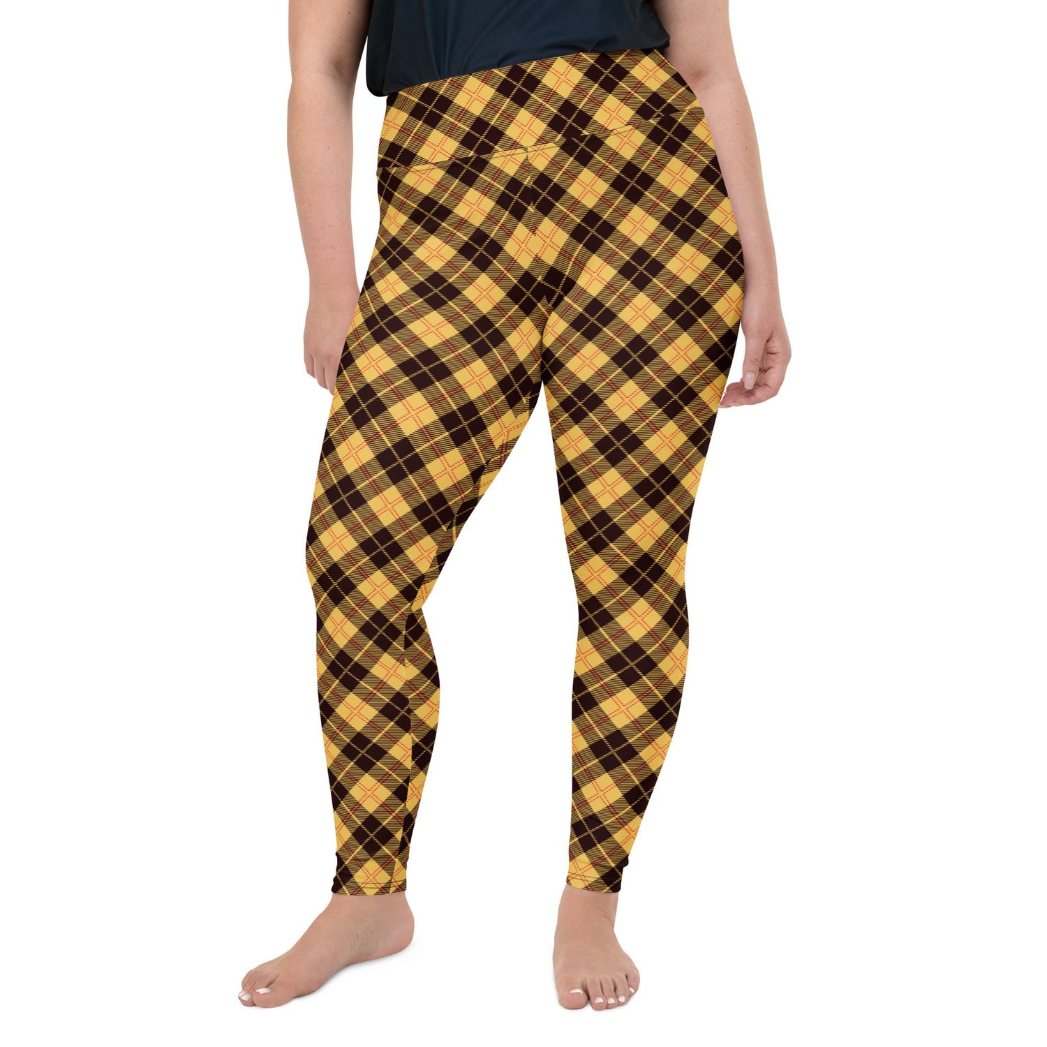 Yellow and Black Plaid  Plus Size Leggings