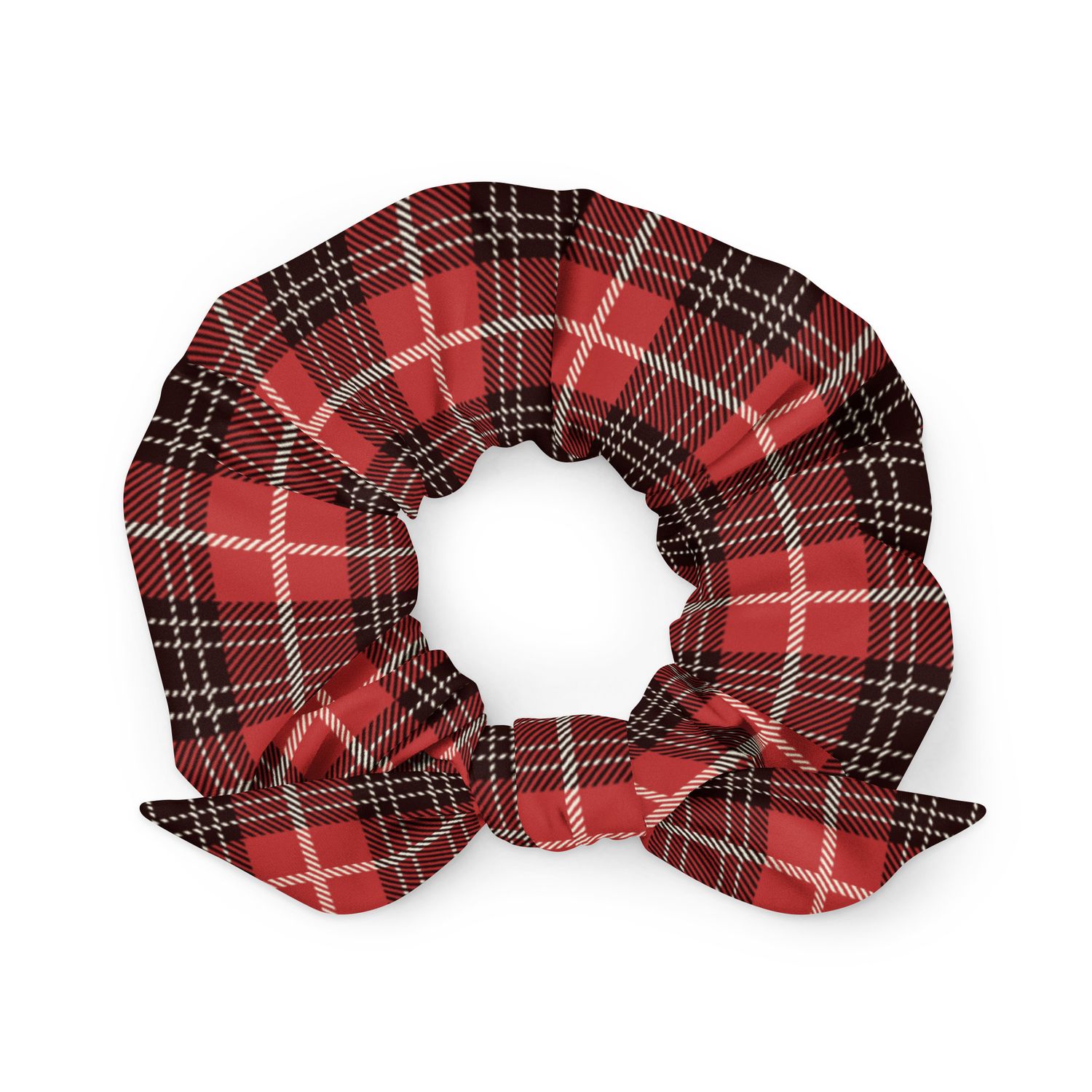 Red, Black and White Plaid Scrunchie