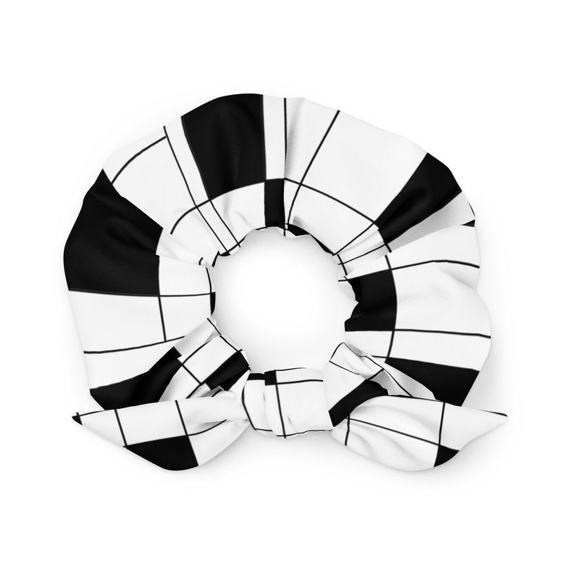 Mondrian-Inspired Black Scrunchie