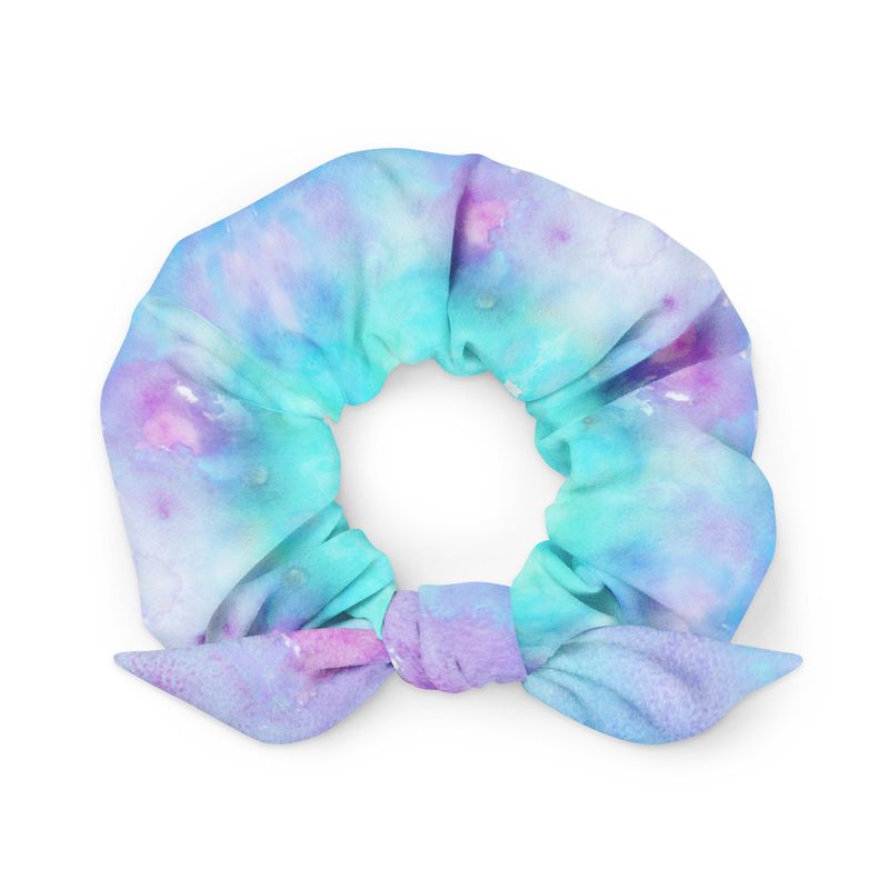 Teal and Purple Watercolor Scrunchie