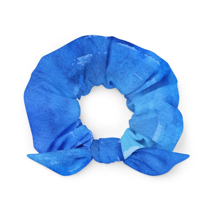 Blue Watercolor Scrunchie