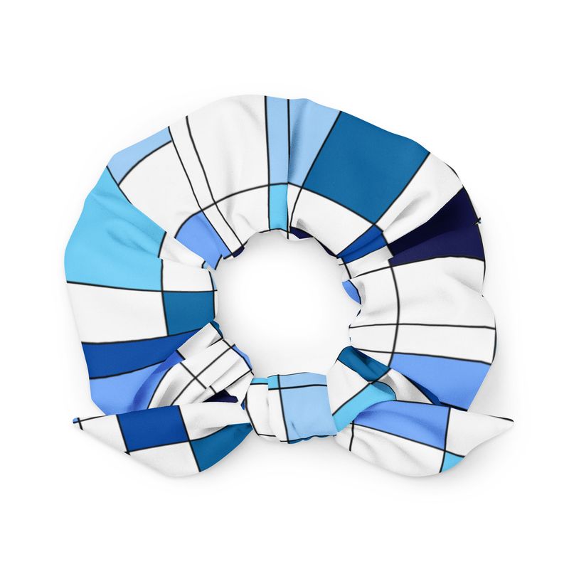 Mondrian-Inspired Blue Scrunchie