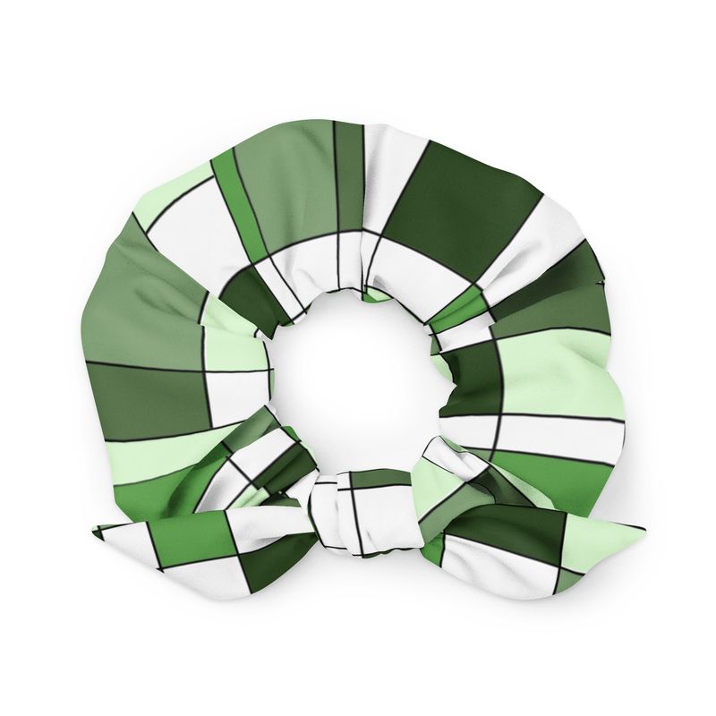 Mondrian-Inspired Green Scrunchie