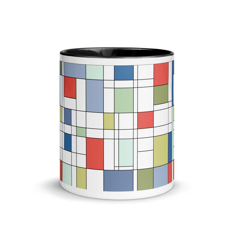 Mondrian-Inspired MODERN Mug with Color Inside