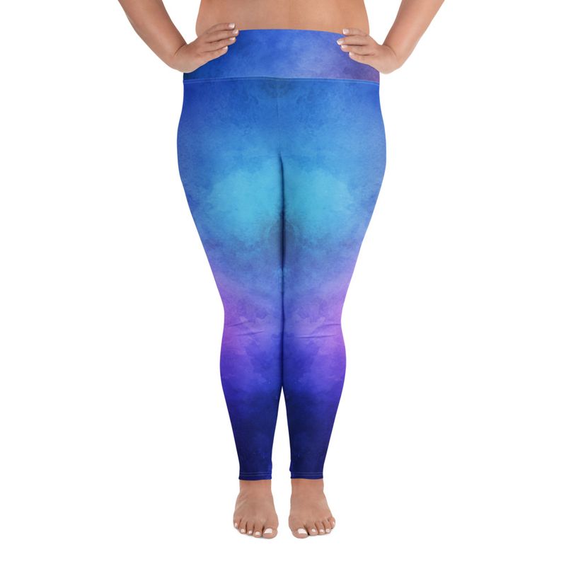 Dark Purple Watercolor Plus Size Leggings
