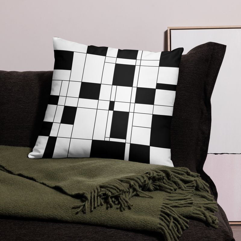 Mondrian-Inspired Black Pillow