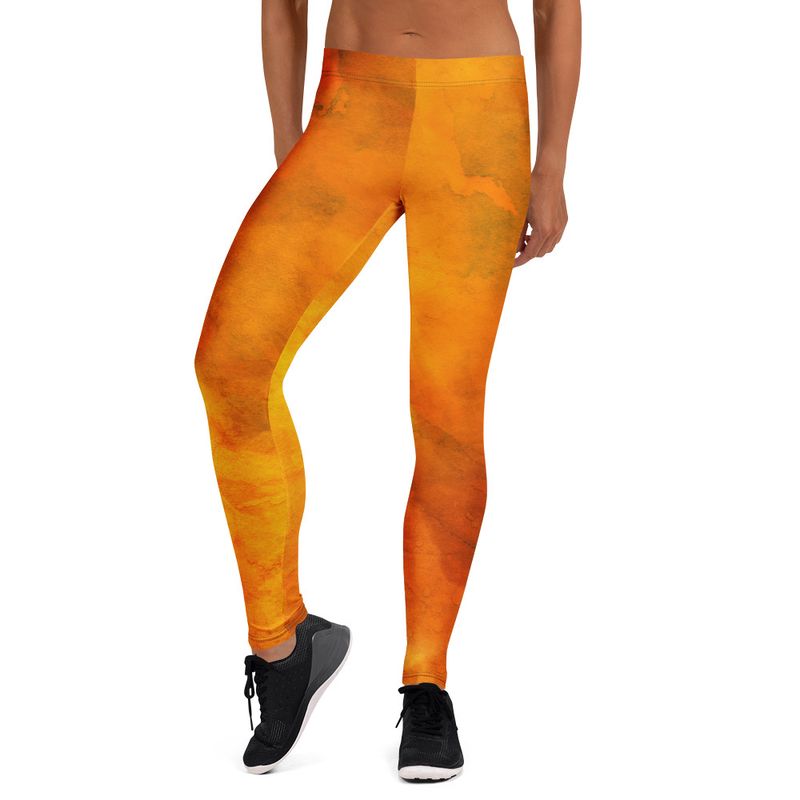 Orange Watercolor Leggings