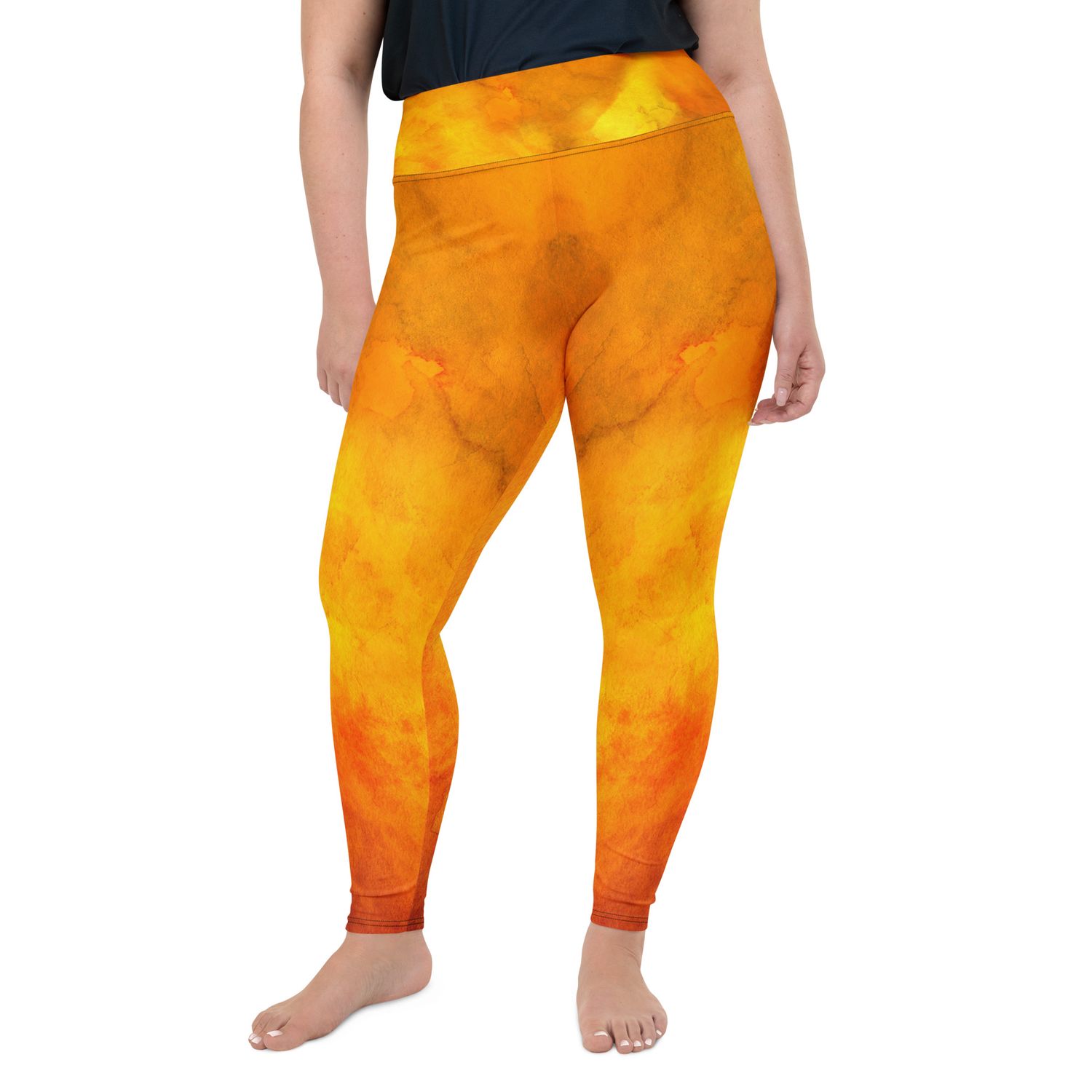 Orange Watercolor Plus Size Leggings