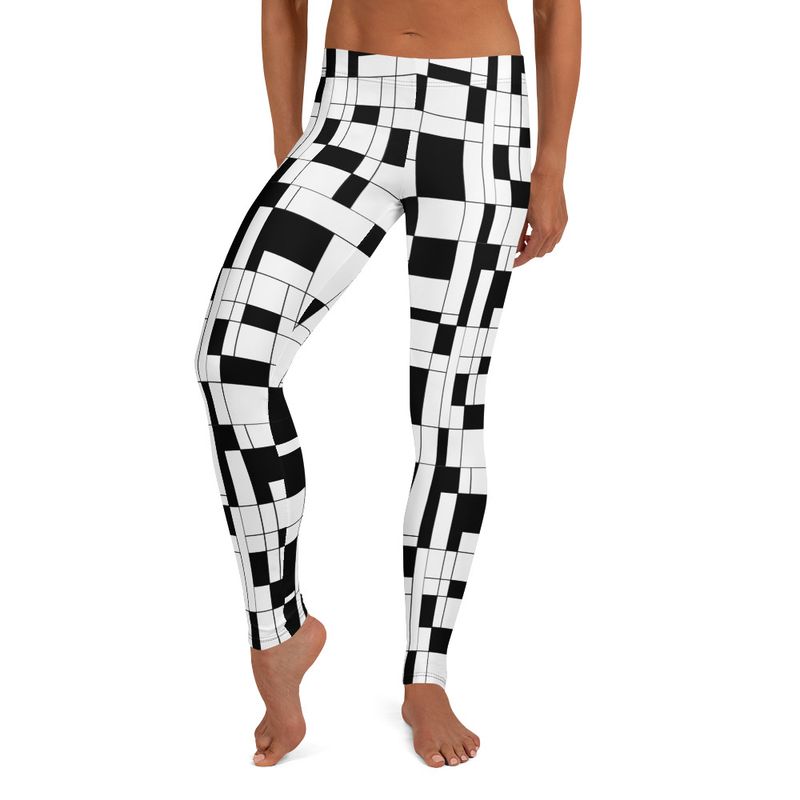 Mondrian-Inspired Black Leggings