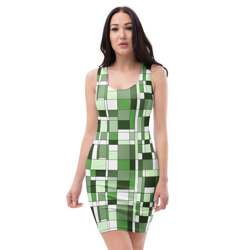 Mondrian-Inspired Green Dress