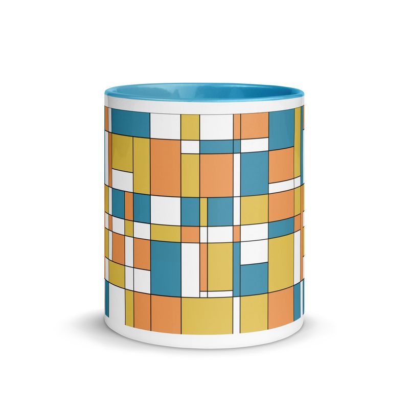 Mondrian-Inspired BUNCH of Color Mug with Color Inside