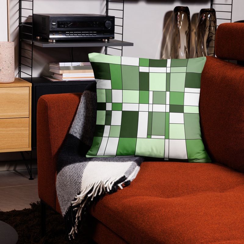Mondrian-Inspired Green  Pillow