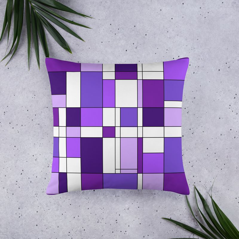 Mondrian-Inspired Purple Pillow