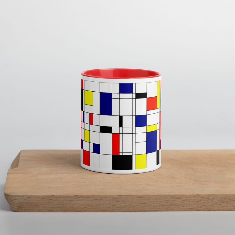 Mondrian-Inspired Multi Mug with Color Inside