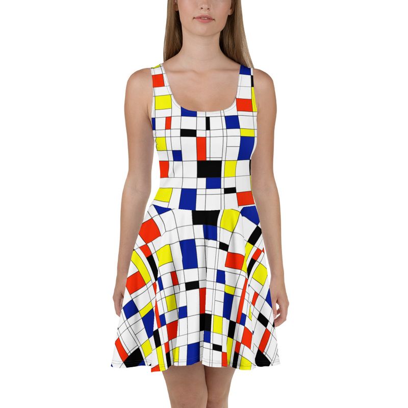 Mondrian-Inspired Multi Skater Dress