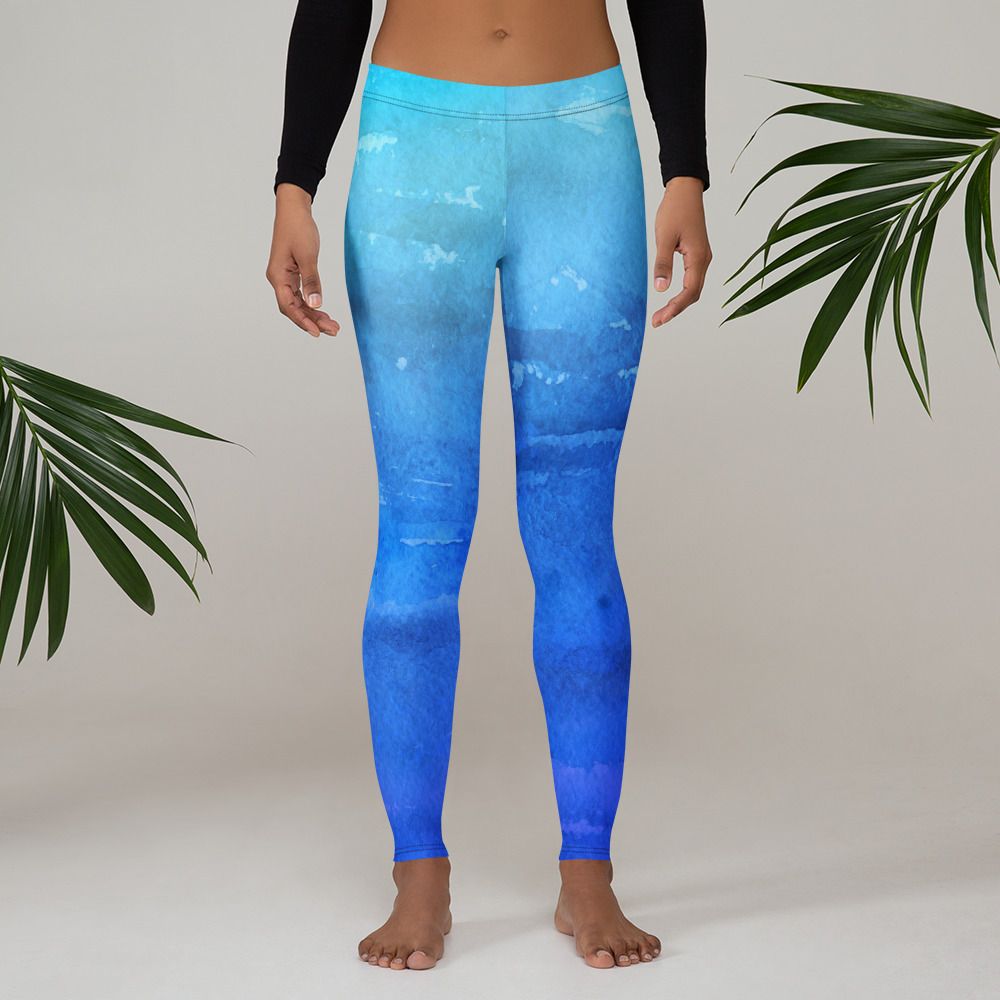 Blue Watercolor Leggings