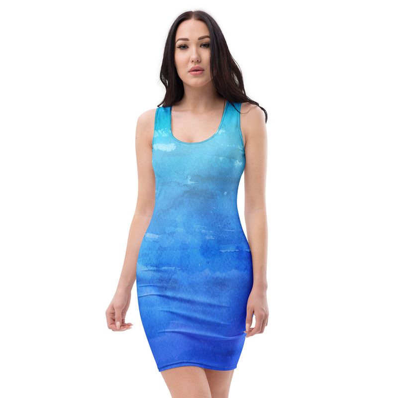 Blue Watercolor Bodycon dress