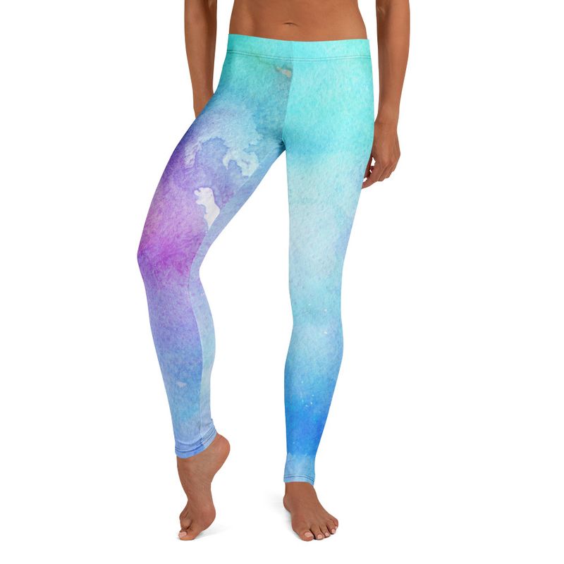 Teal and Purple Watercolor Leggings