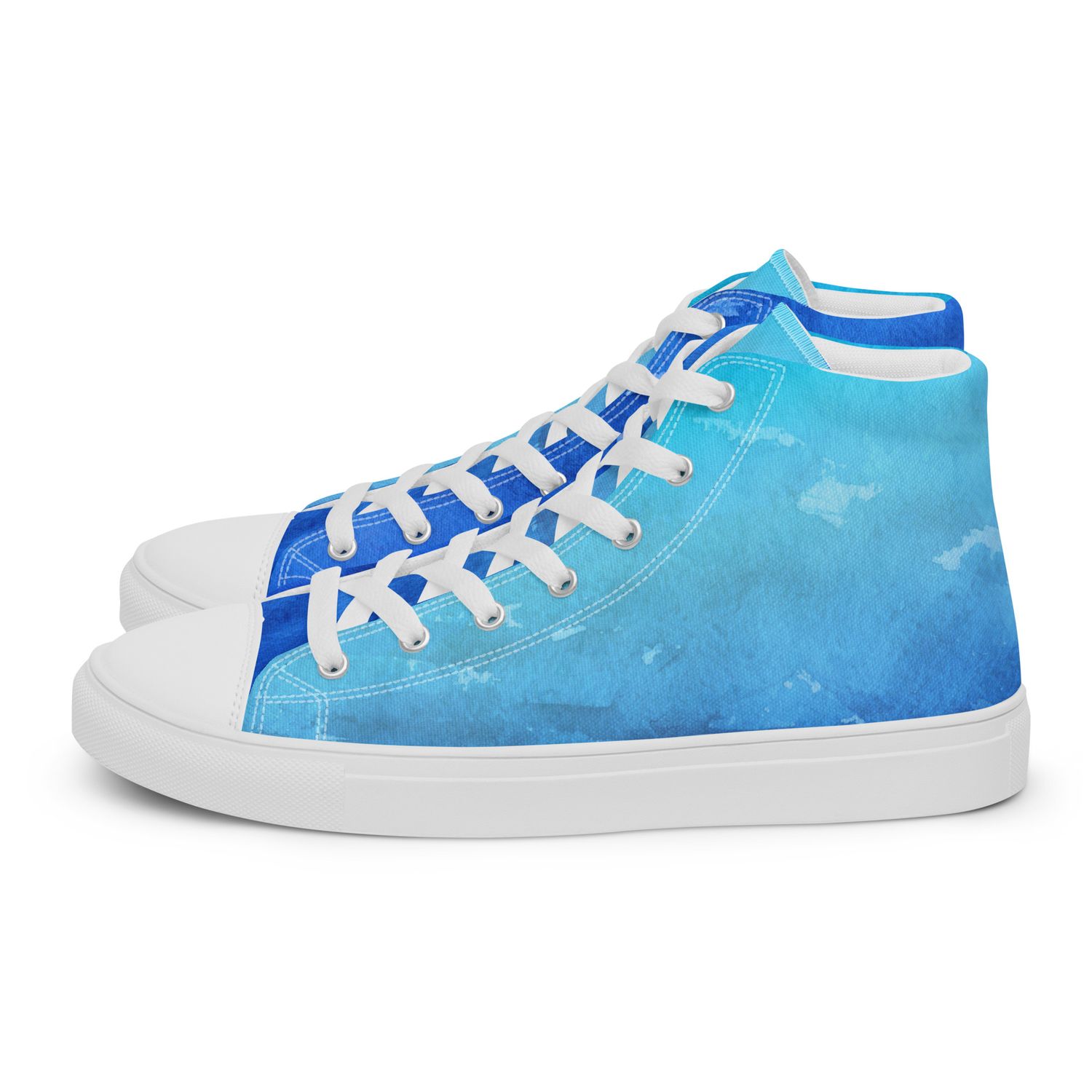 Blue Watercolor Women’s high top canvas shoes