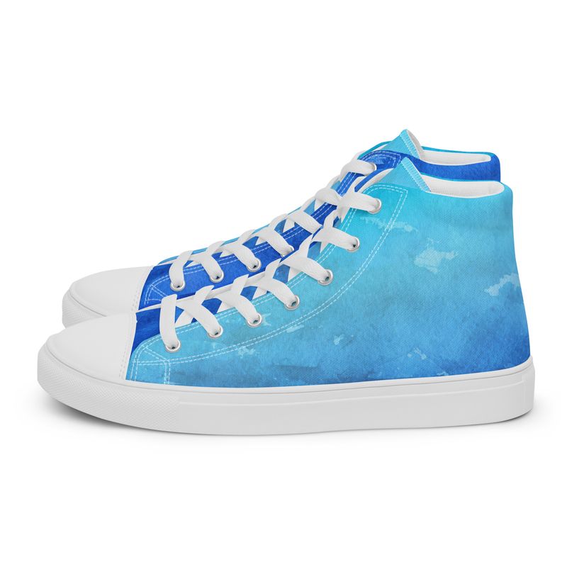 Blue Watercolor Women’s high top canvas shoes