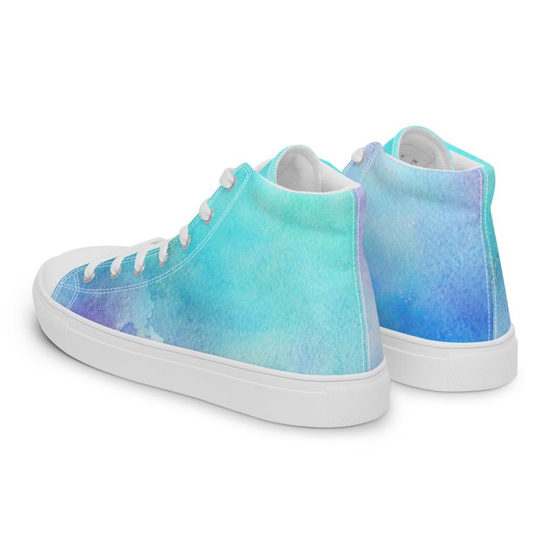 Teal and Purple Watercolor Women’s high top canvas shoes