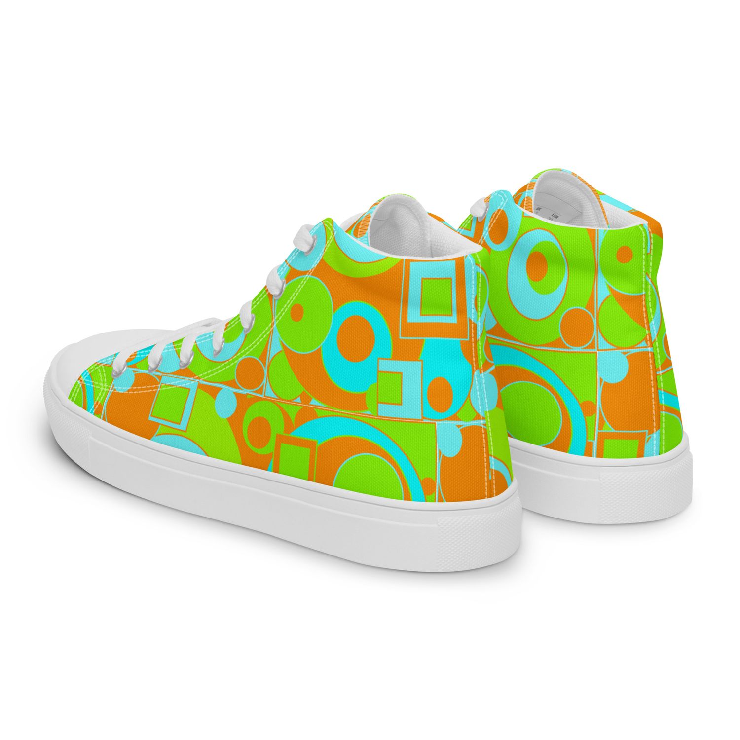 Mod Circles and Squares Women’s high top canvas shoes